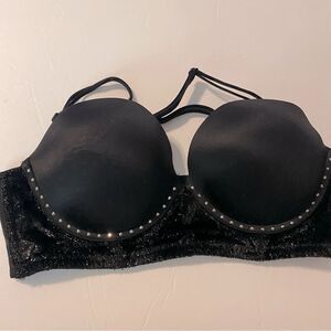 Victoria's Secret Very Sexy push up bra studded Black padded multi position 34C